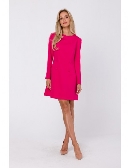 M753 Shift dress with decorative buttons - pink