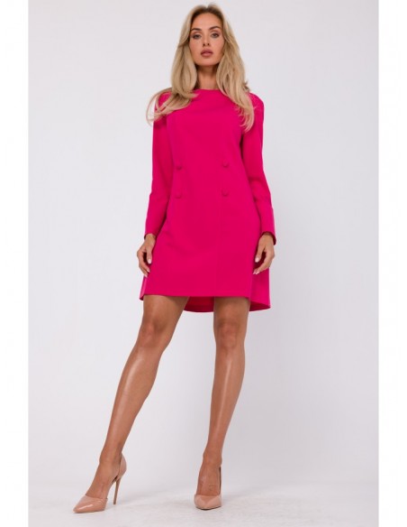 M753 Shift dress with decorative buttons - pink