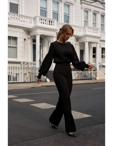 M754 Jumpsuit with decorative sleeves - black