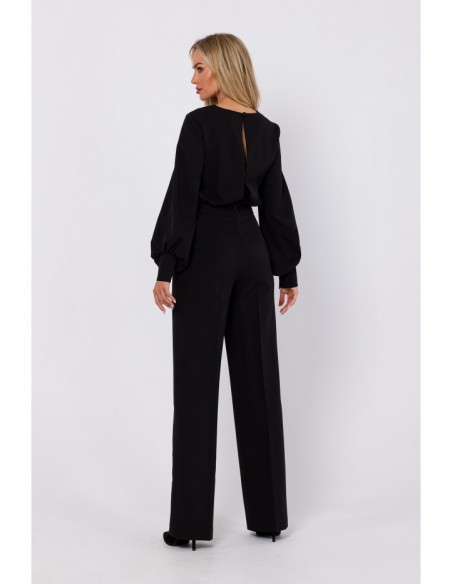 M754 Jumpsuit with decorative sleeves - black