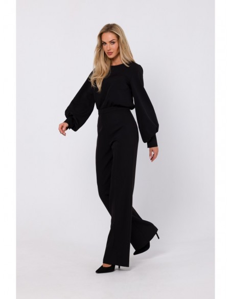 M754 Jumpsuit with decorative sleeves - black