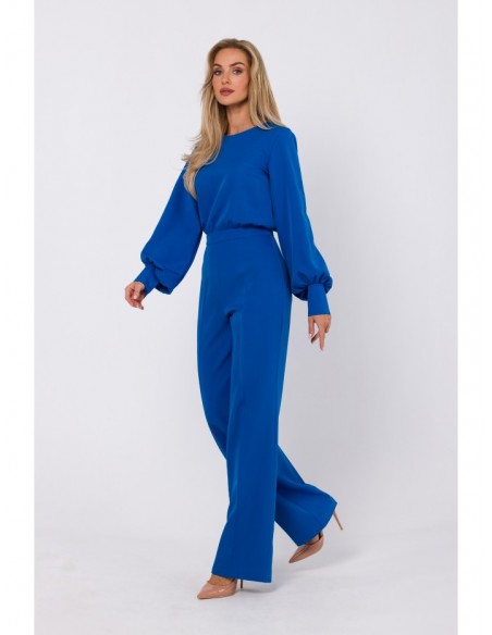 M754 Jumpsuit with decorative sleeves - blue