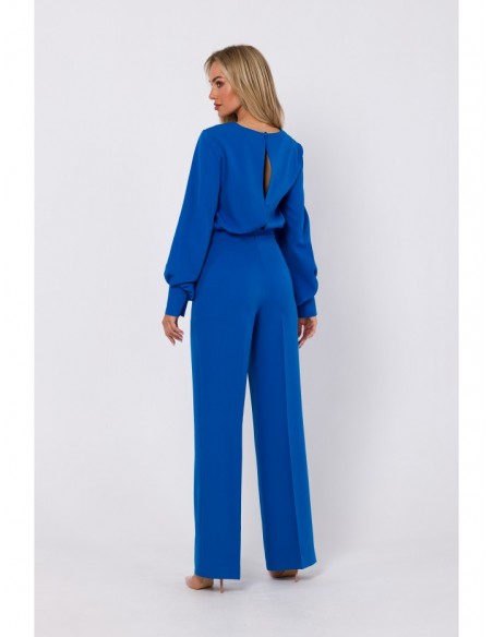 M754 Jumpsuit with decorative sleeves - blue