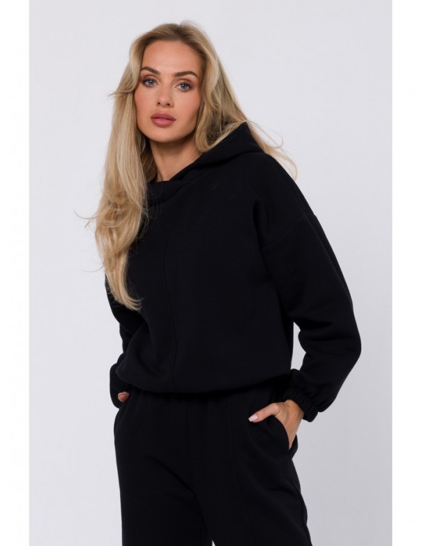 M759 Hooded pullover top - black