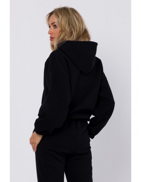 M759 Hooded pullover top - black