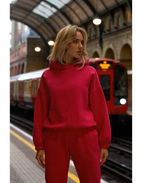 M759 Hooded pullover top - raspberry