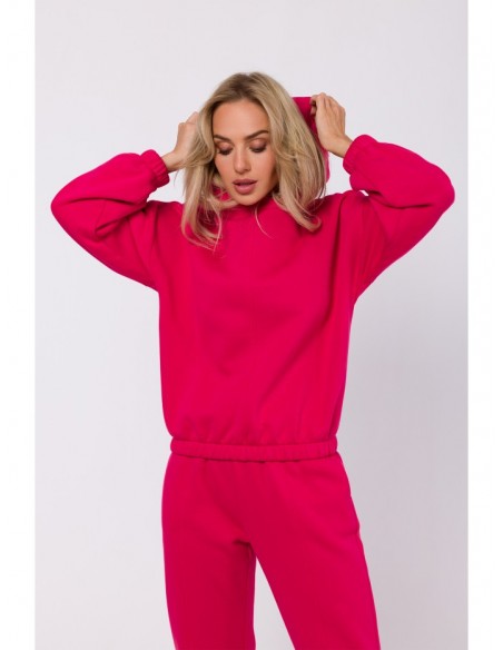 M759 Hooded pullover top - raspberry