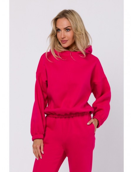 M759 Hooded pullover top - raspberry