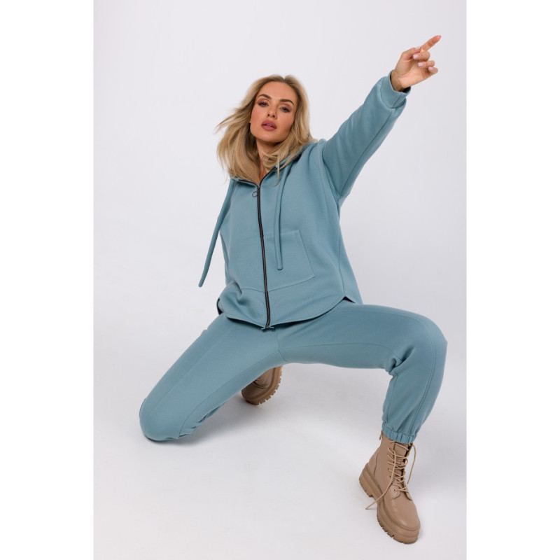 M761 Zipped hoodie with a kangaroo pocket - agave 2