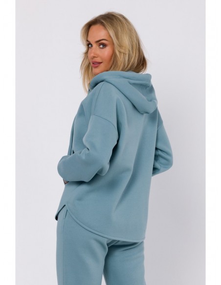 M761 Zipped hoodie with a kangaroo pocket - agave