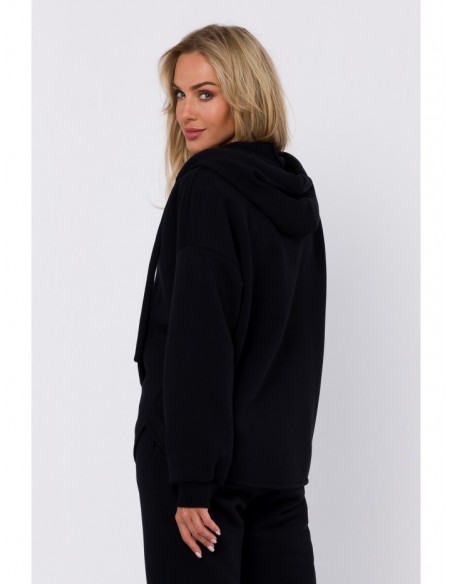 M761 Zipped hoodie with a kangaroo pocket - black