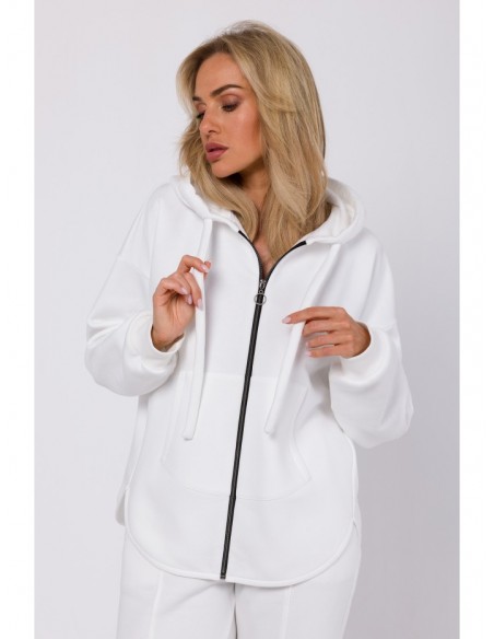 M761 Zipped hoodie with a kangaroo pocket - ecru