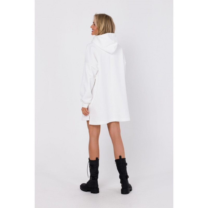 M762 Hooded dress with a kangaroo pocket - ecru 2