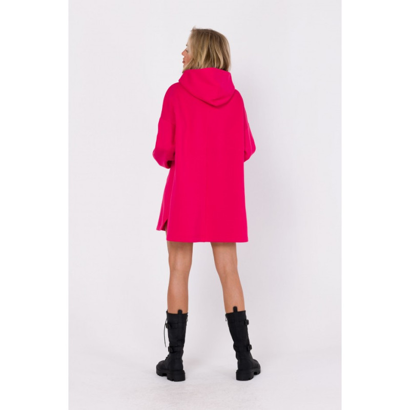 M762 Hooded dress with a kangaroo pocket - raspberry 2