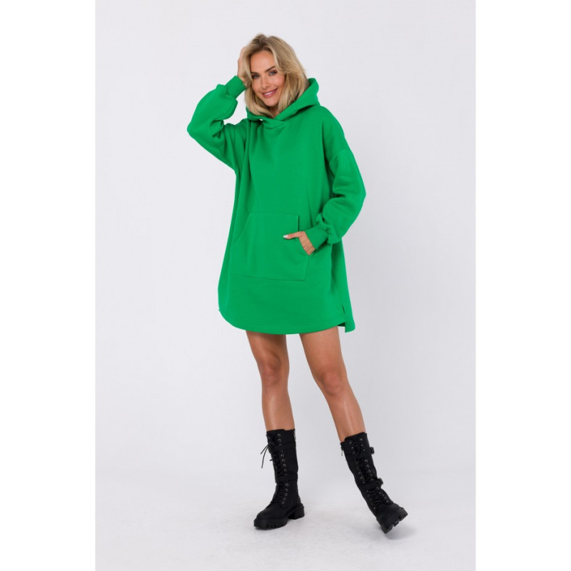M762 Hooded dress with a kangaroo pocket - green 2