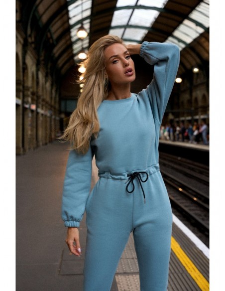 M763 Jumpsuit with partially elasticated waist - agave