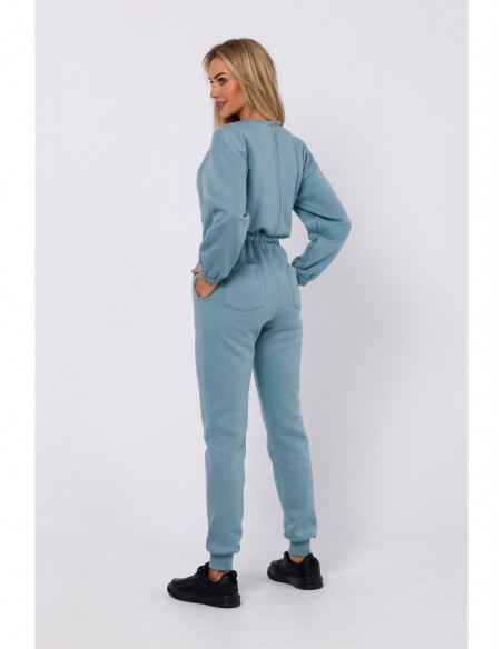 M763 Jumpsuit with partially elasticated waist - agave