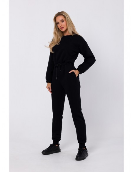 M763 Jumpsuit with partially elasticated waist - black