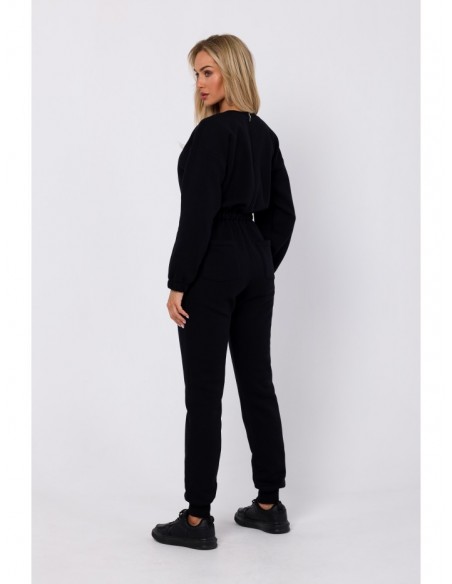 M763 Jumpsuit with partially elasticated waist - black