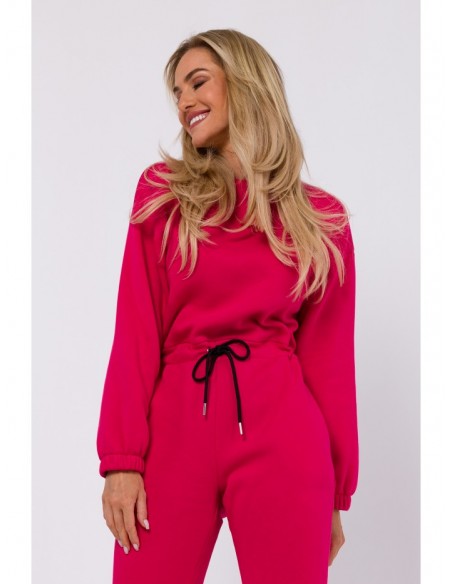 M763 Jumpsuit with partially elasticated waist - raspberry