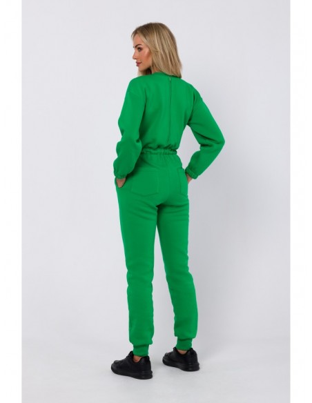 M763 Jumpsuit with partially elasticated waist - green