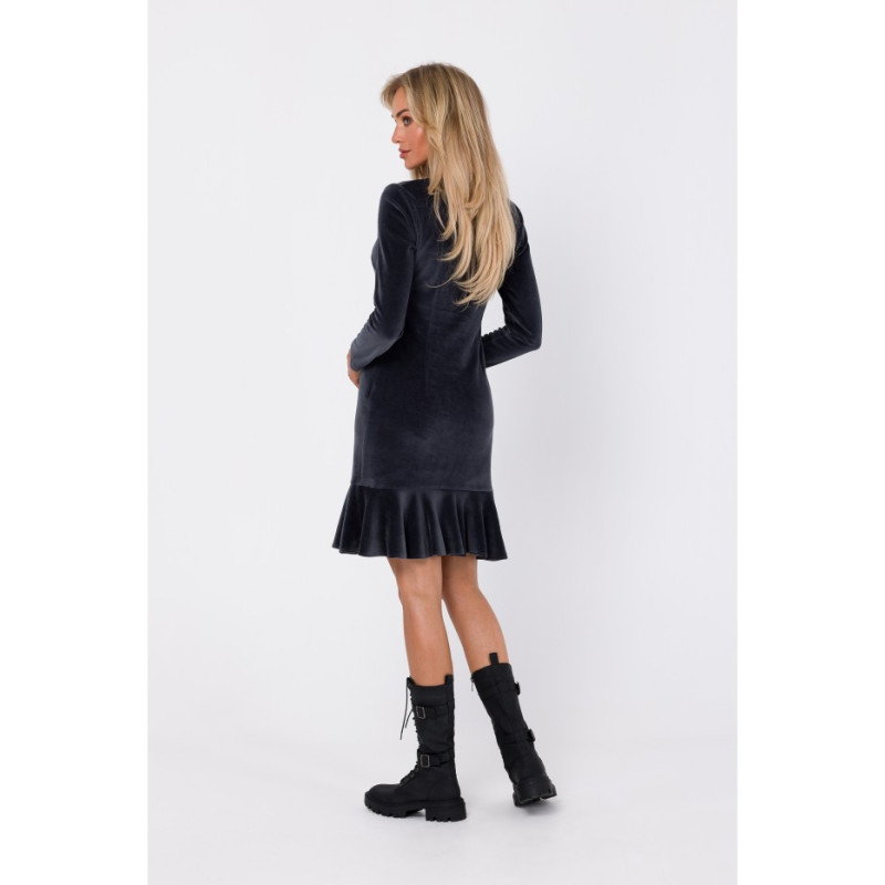 M765 Dress with ruffled bottom hem - graphite 2