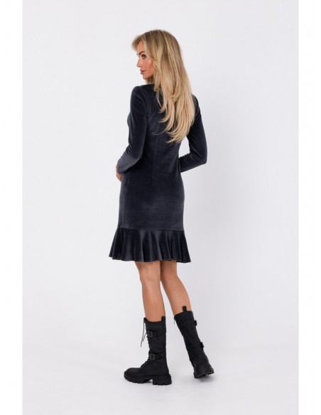 M765 Dress with ruffled bottom hem - graphite