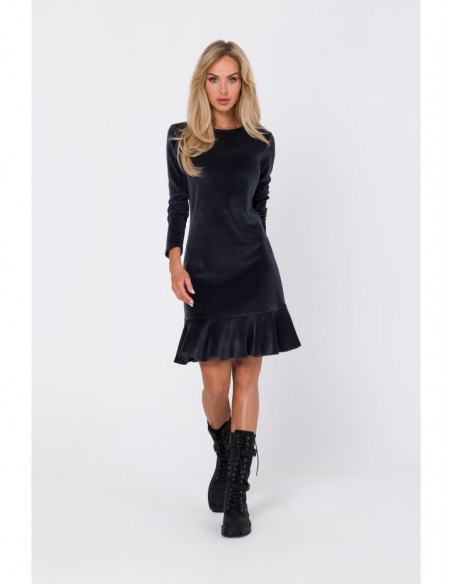 M765 Dress with ruffled bottom hem - graphite