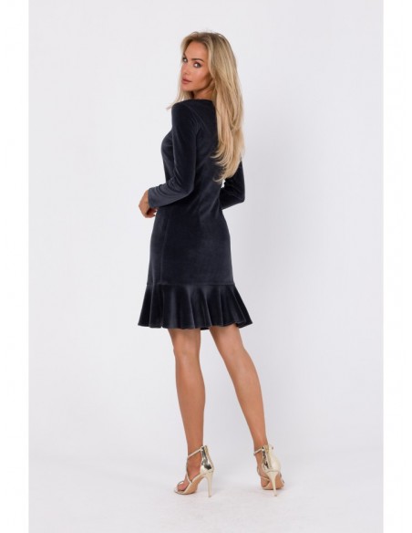 M765 Dress with ruffled bottom hem - graphite