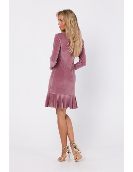 M765 Dress with ruffled bottom hem - crepe pink