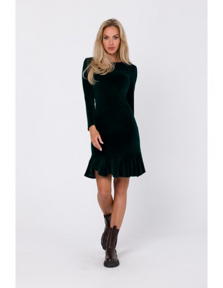 M765 Dress with ruffled bottom hem - green