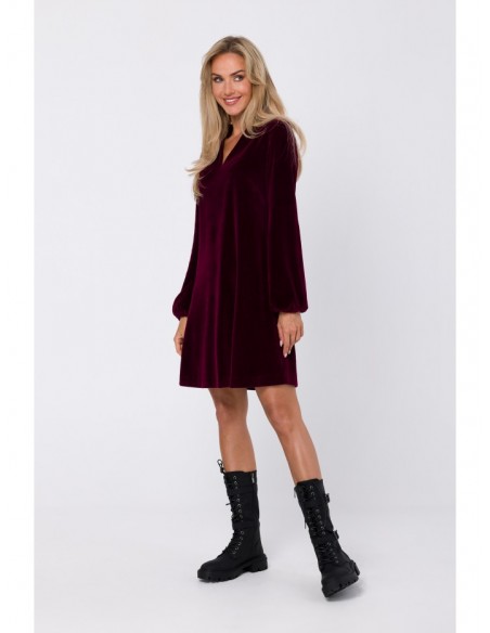 M767 V-neckline dress - maroon