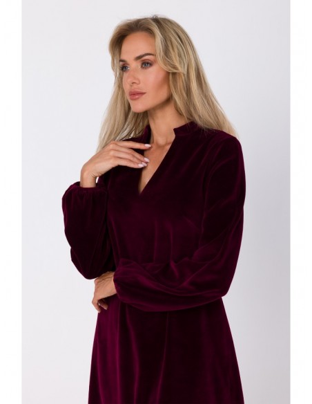 M767 V-neckline dress - maroon