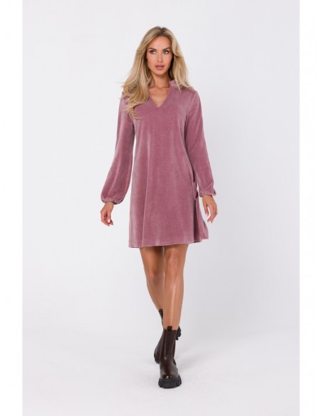 M767 V-neckline dress - crepe pink