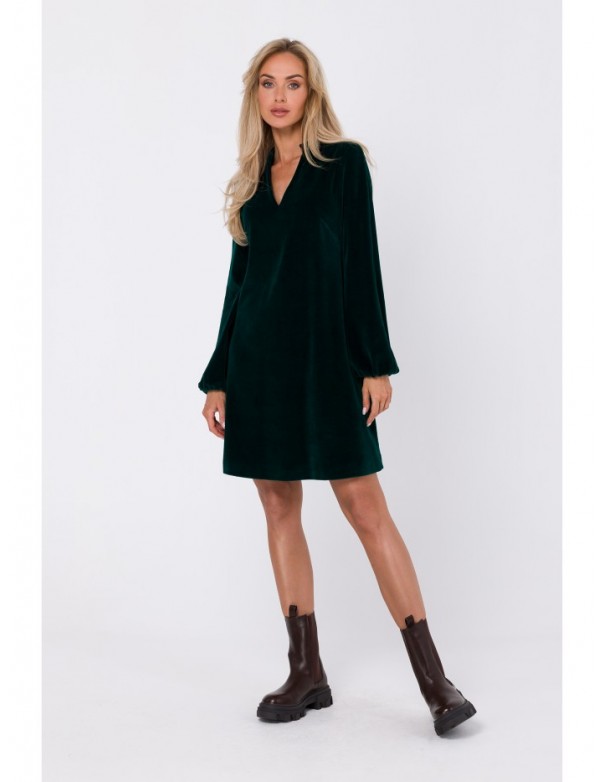 M767 V-neckline dress - green