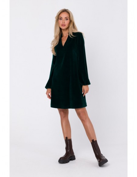 M767 V-neckline dress - green