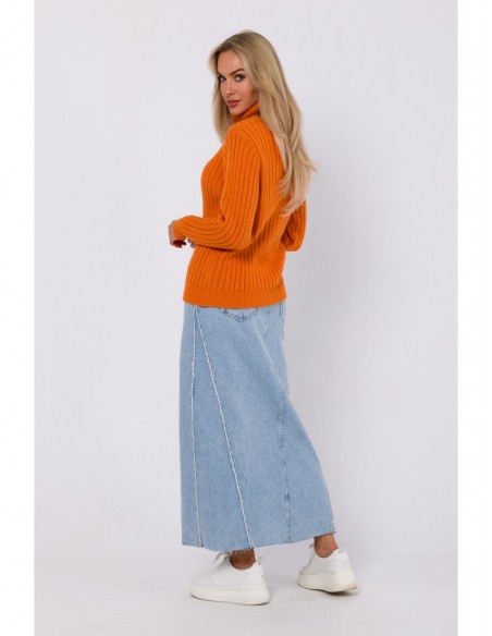 M771 Ribbed sweater with a high collar - orange