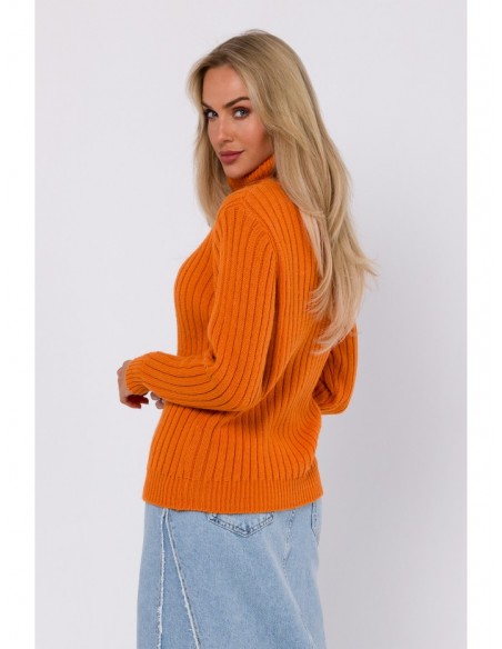 M771 Ribbed sweater with a high collar - orange