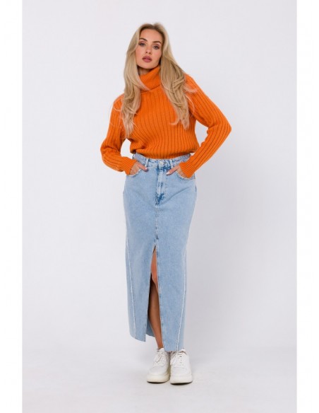 M771 Ribbed sweater with a high collar - orange