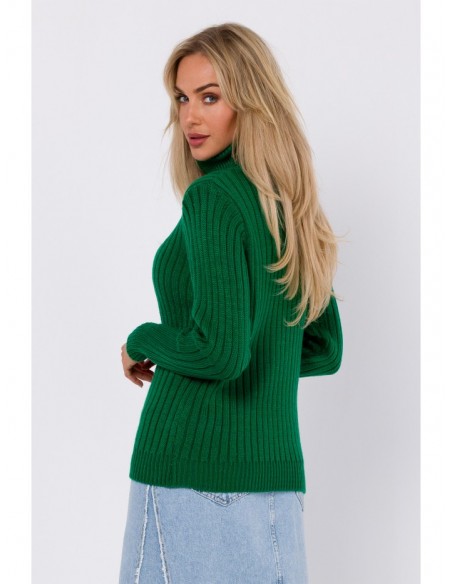 M771 Ribbed sweater with a high collar - green