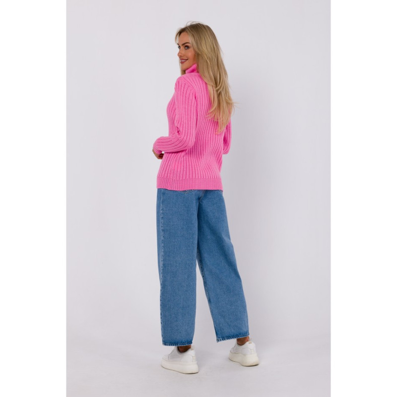 M771 Ribbed sweater with a high collar - pink 2