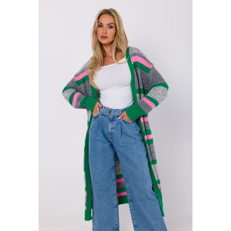 M774 Open front striped cardigan - model 1 2