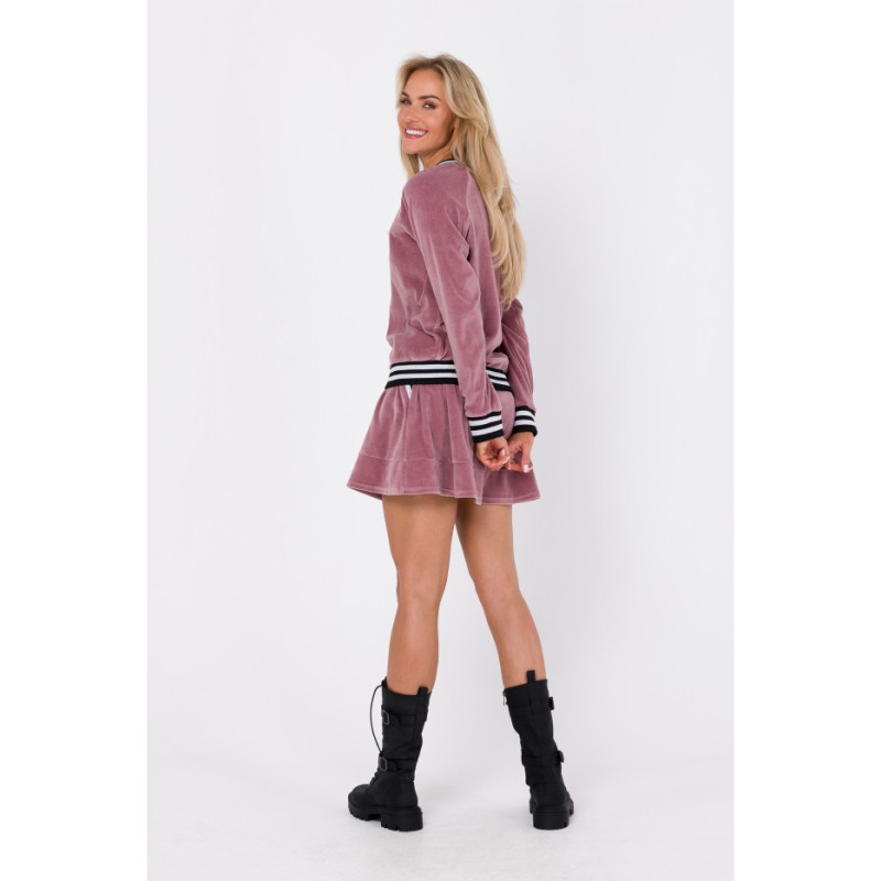 M766 Zipped velvet hoodie - crepe pink 2