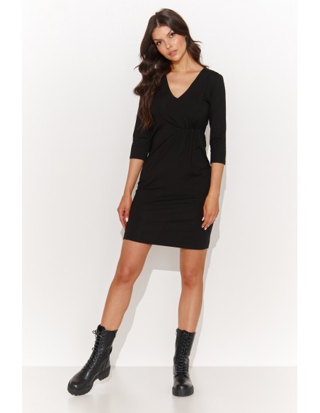 Klasyczna sukienka mini z rękawem 3/4 czarna NU451