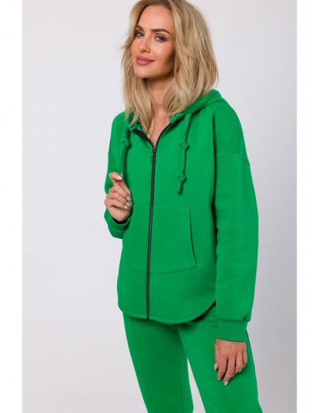 M761 Zipped hoodie with a kangaroo pocket - green