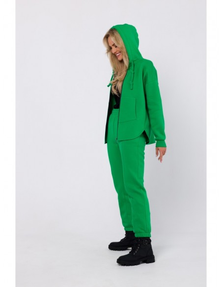 M761 Zipped hoodie with a kangaroo pocket - green