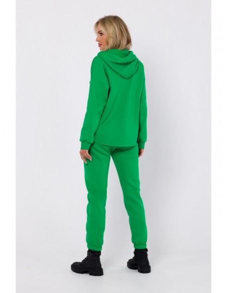 M761 Zipped hoodie with a kangaroo pocket - green