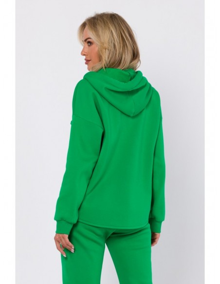 M761 Zipped hoodie with a kangaroo pocket - green