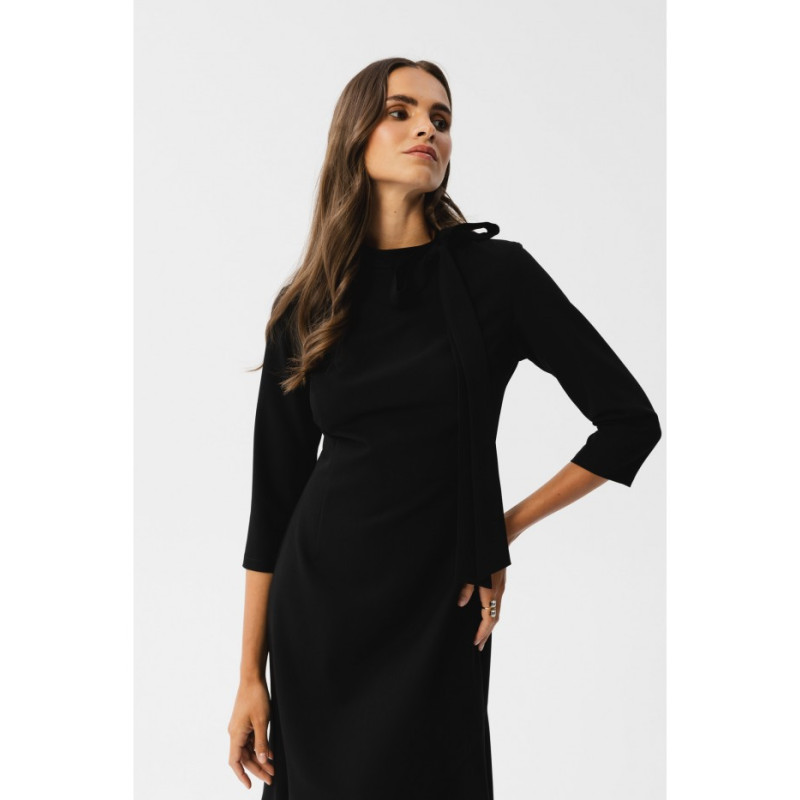S346 Dress with a tie neck - black 2