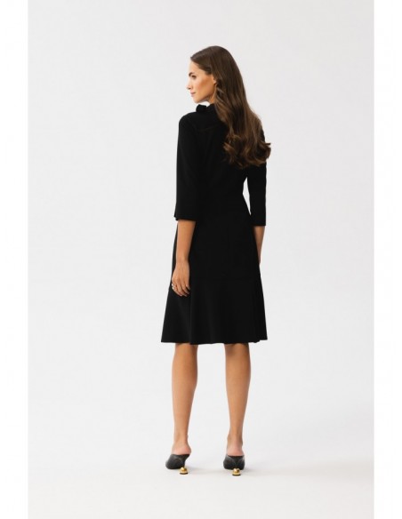 S346 Dress with a tie neck - black